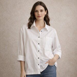 John‎ Mark Blouse Women's Size Medium Office Business White